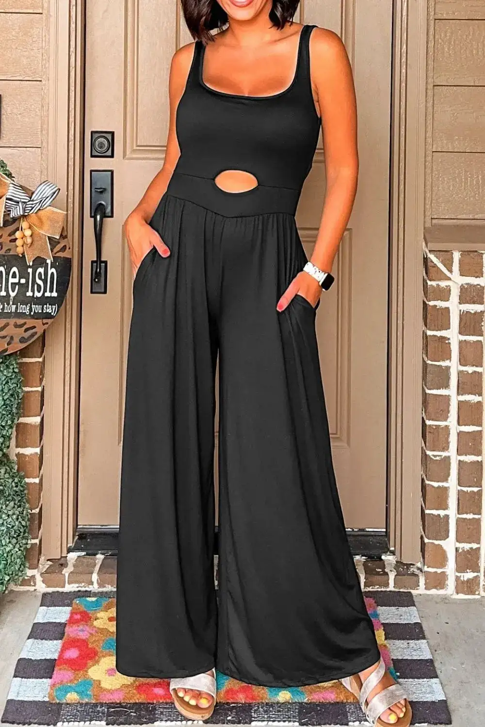Panel Detail Scoop Neck Wide Strap Accessory