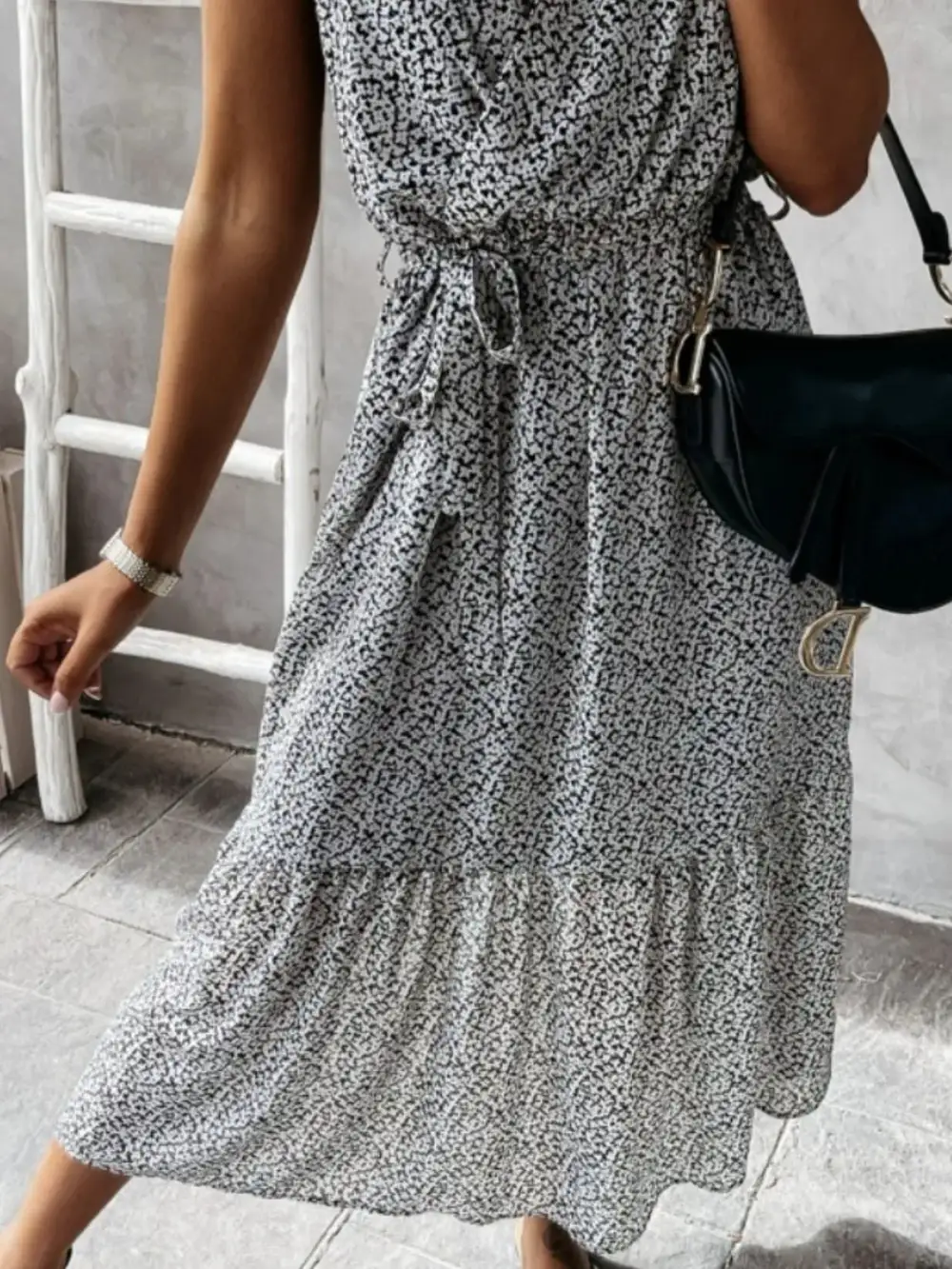 Everyday Surplice Neck Ruffle Trim Dress