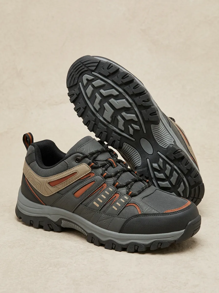 Men's Modern Outdoor Hiking Topographic Pattern Print Shoes