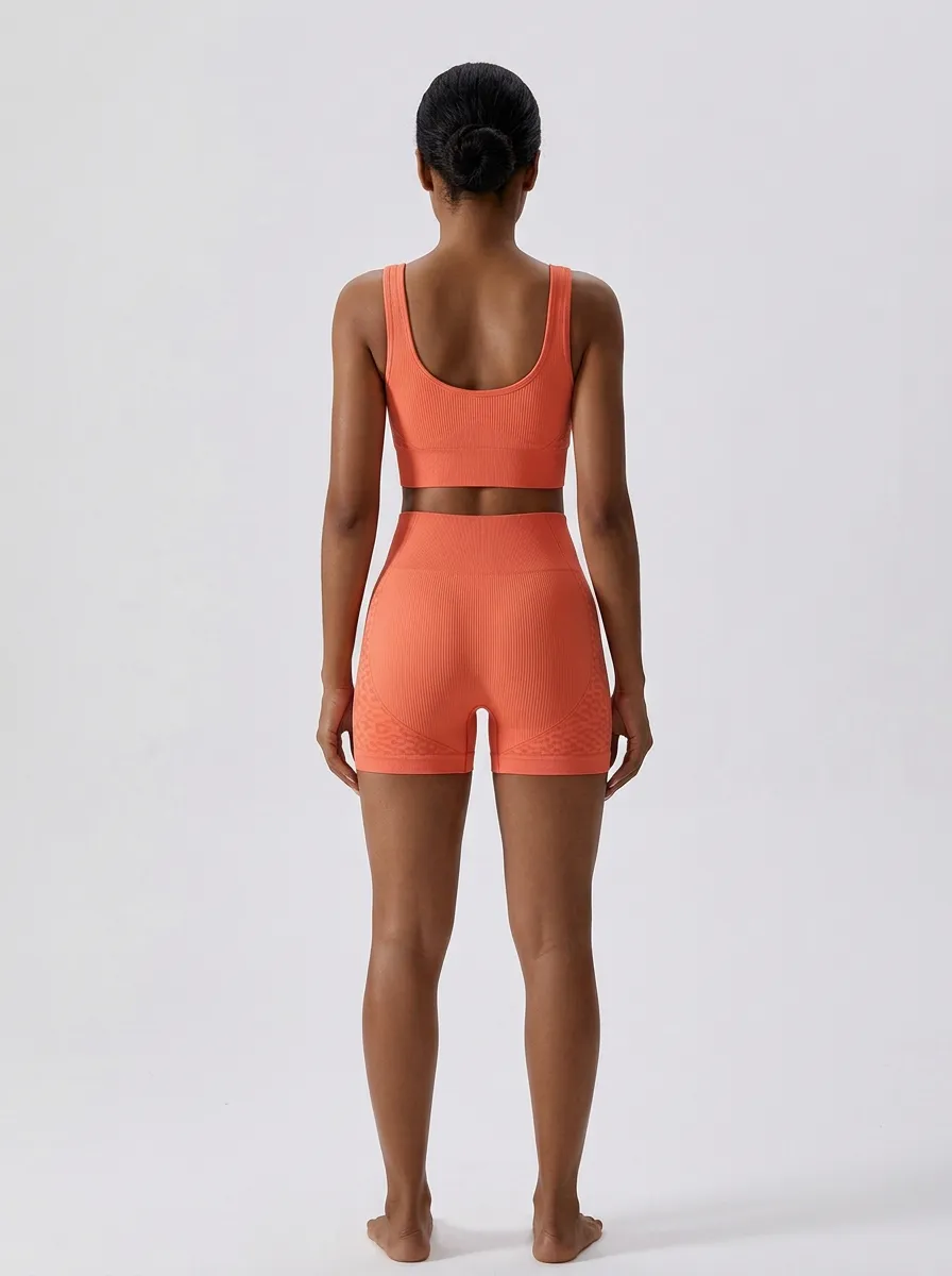 Easy-Wear Ribbed Texture Style Women's Tank Top And Sports Shorts Set