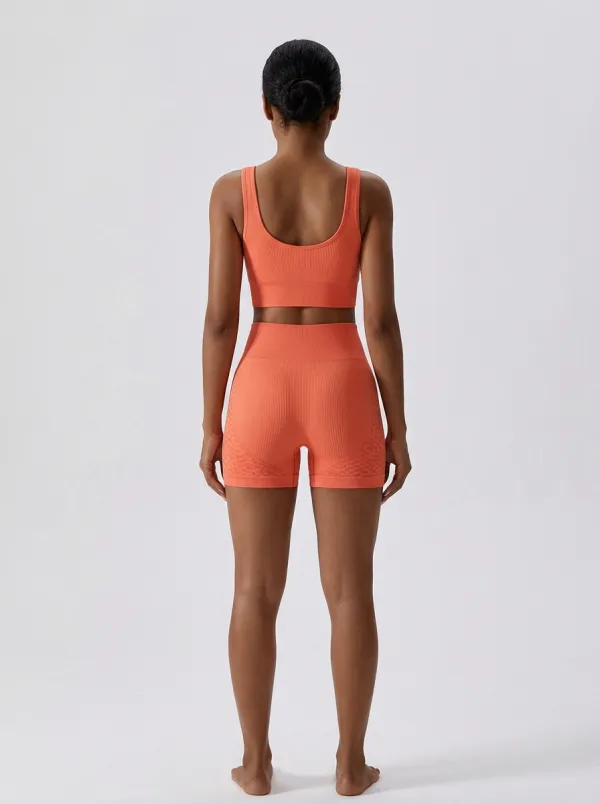 Easy-Wear Ribbed Texture Style Women's Tank Top And Sports Shorts Set