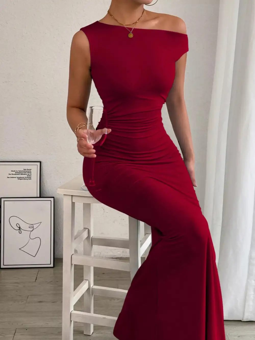 Easy Fit Ruched Maxi Dress