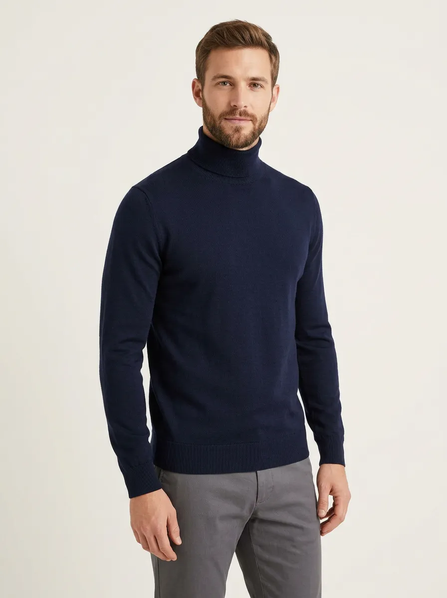 Men's Smart Everyday Ribbed Knit Turtleneck Sweater