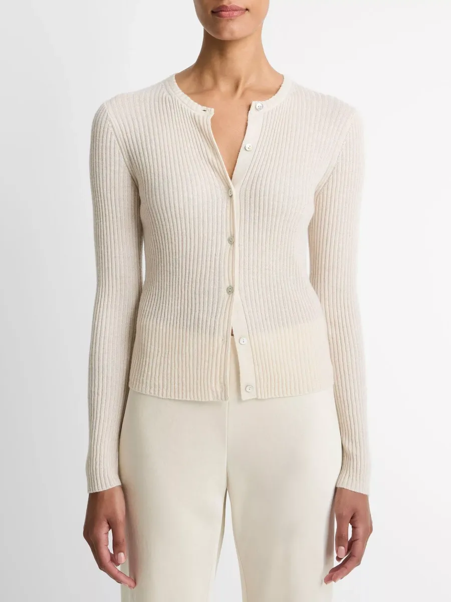Ribbed Round Neck Cardigan
