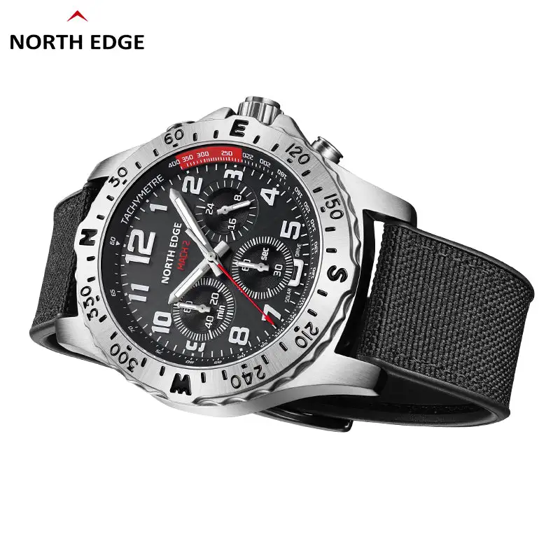 North Edge Quartz watch solar drive watch with triple chronograph MACH 2