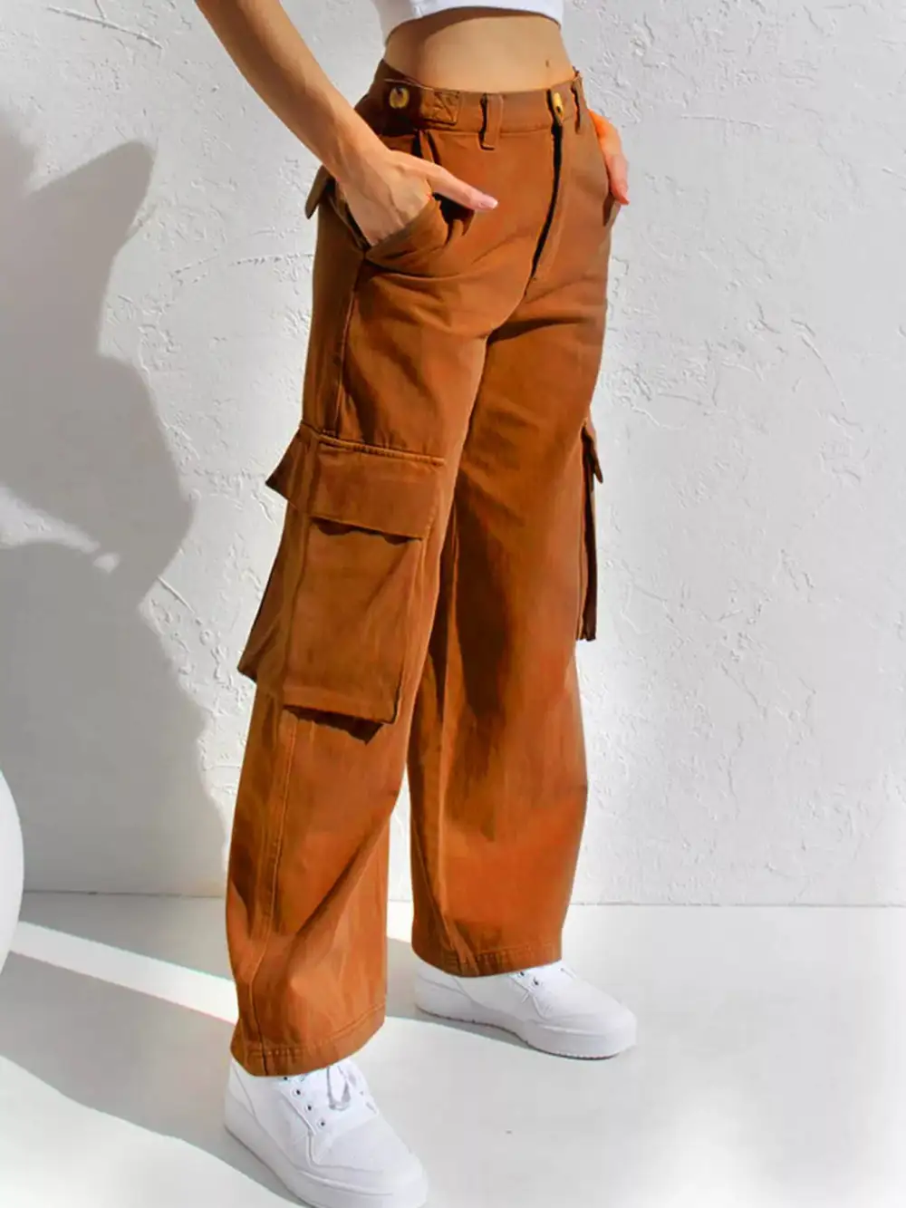High-Waisted Wide Leg Cargo Jeans