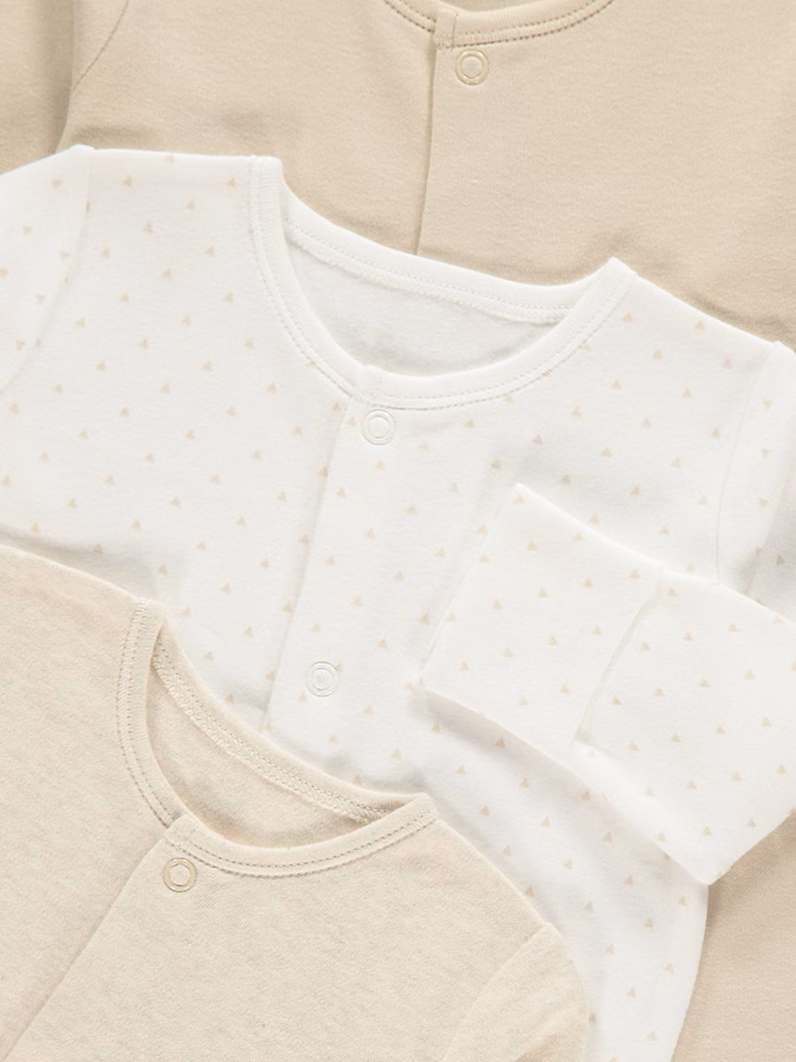 Neutral Long Sleeve Sleepsuits 3 Pack detail 1