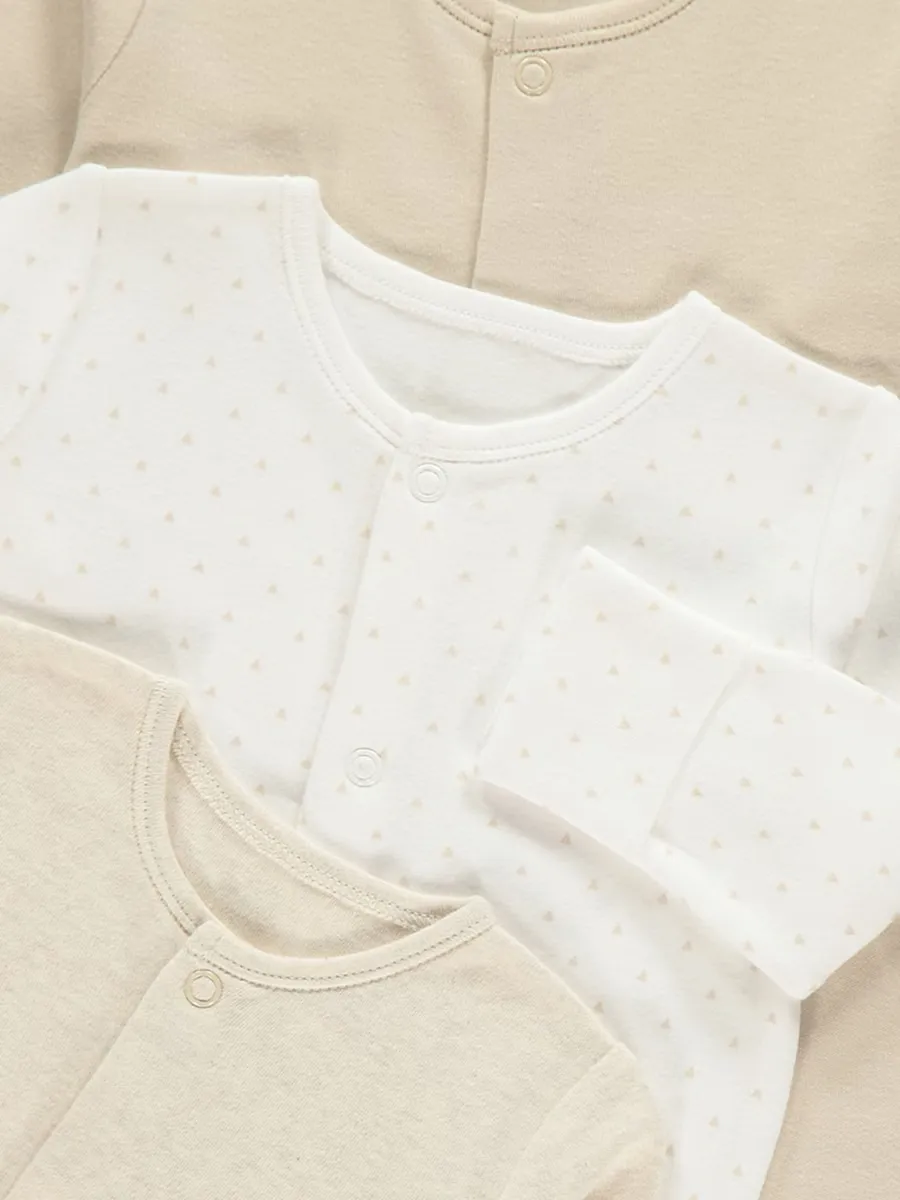 Neutral Long Sleeve Sleepsuits 3 Pack