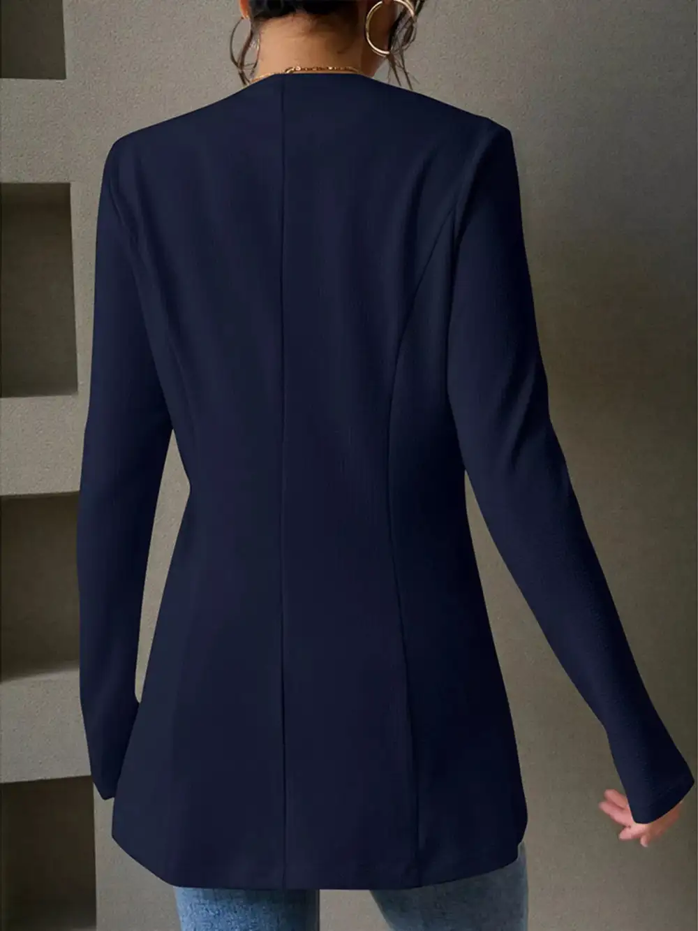 Unlined One Button Long Sleeve Blazer