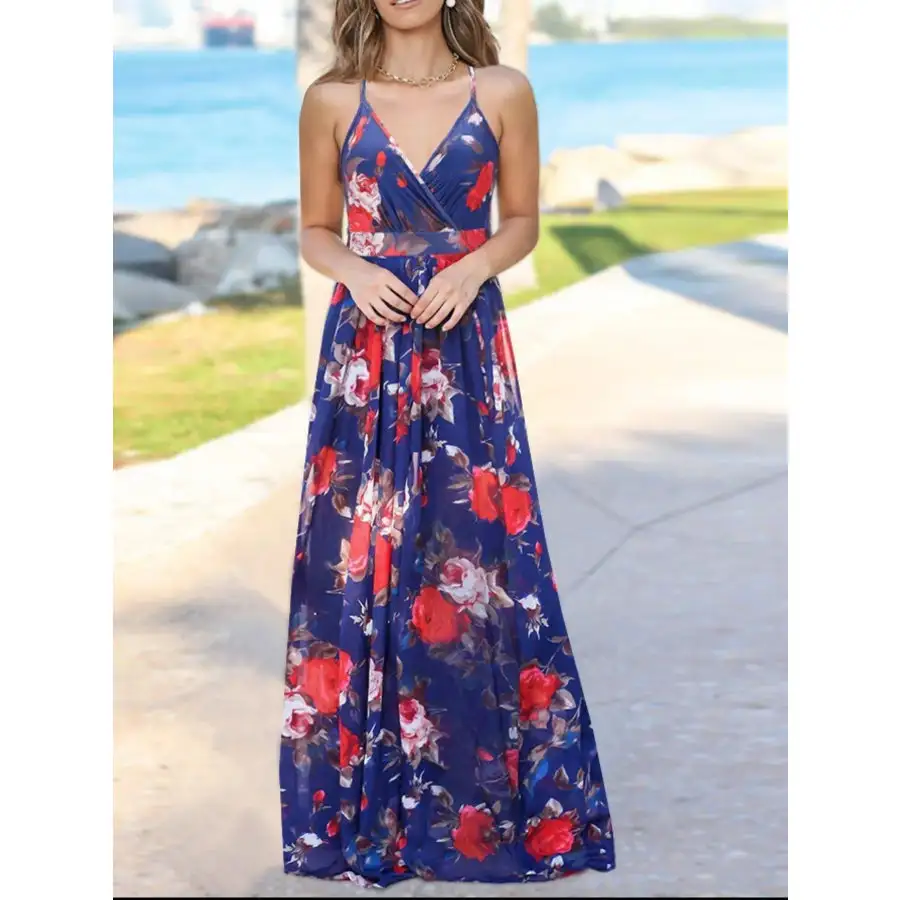 Relaxed Floral Print Spaghetti Strap Maxi Dress