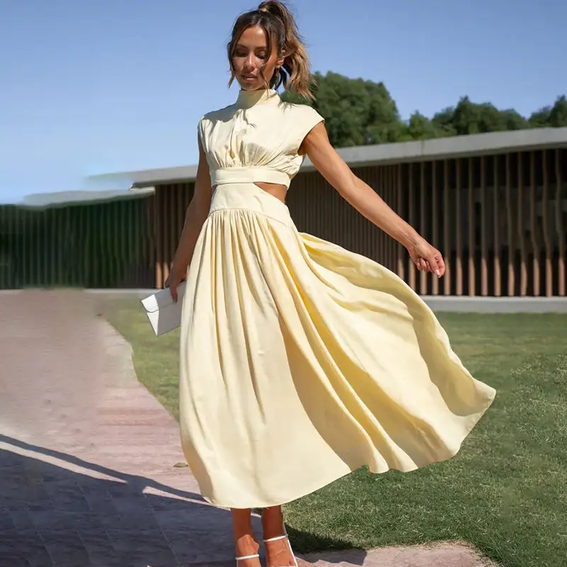  Cutout Waist Midi Dress