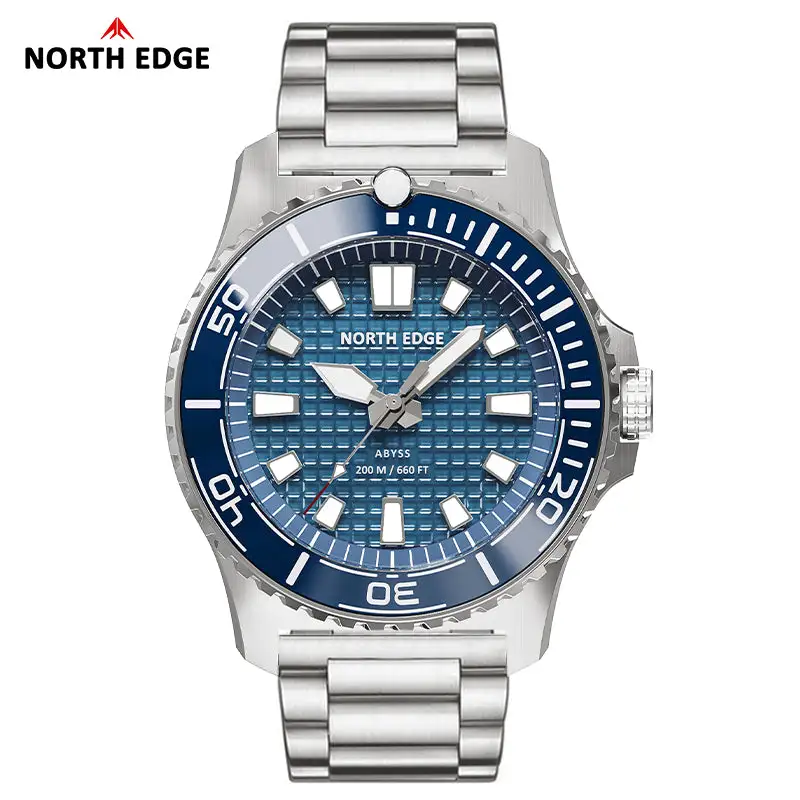 North Edge Solar Powered 200M Waterproof Ceramic Bezel Dive Watch ABYSS-Never needs a battery replacement