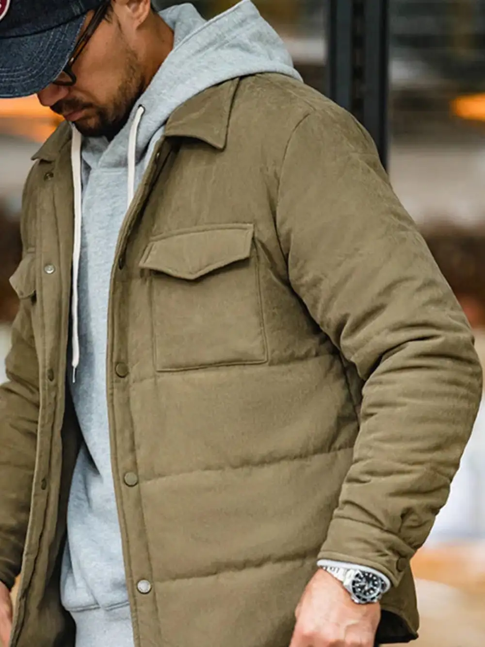 Men's Padded Suede Texture Casual Coat