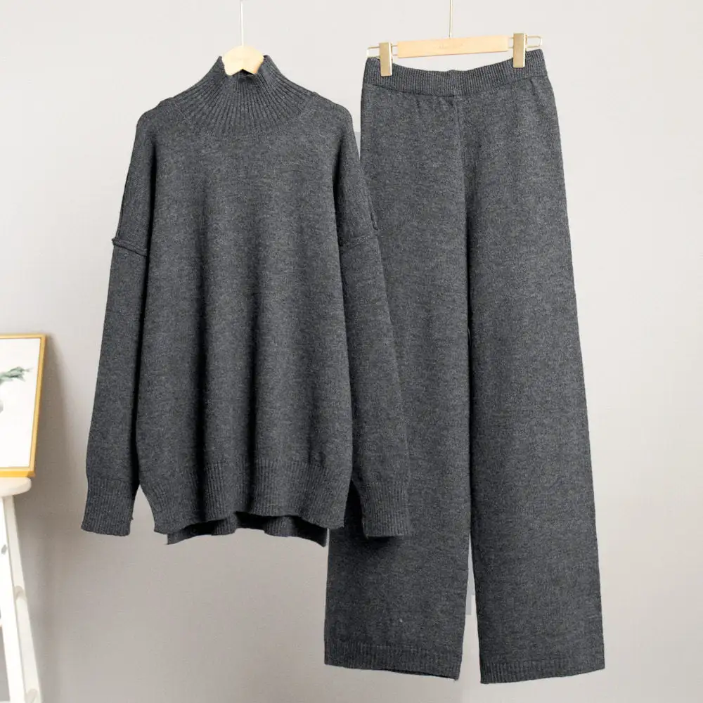 High Neck Sweater Pants Set