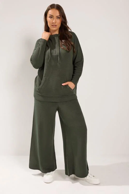 Khaki Green Knitted Trousers detail 1