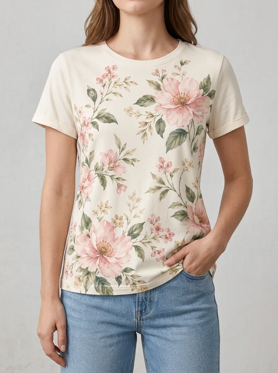 Casual T Shirt with Floral Detail