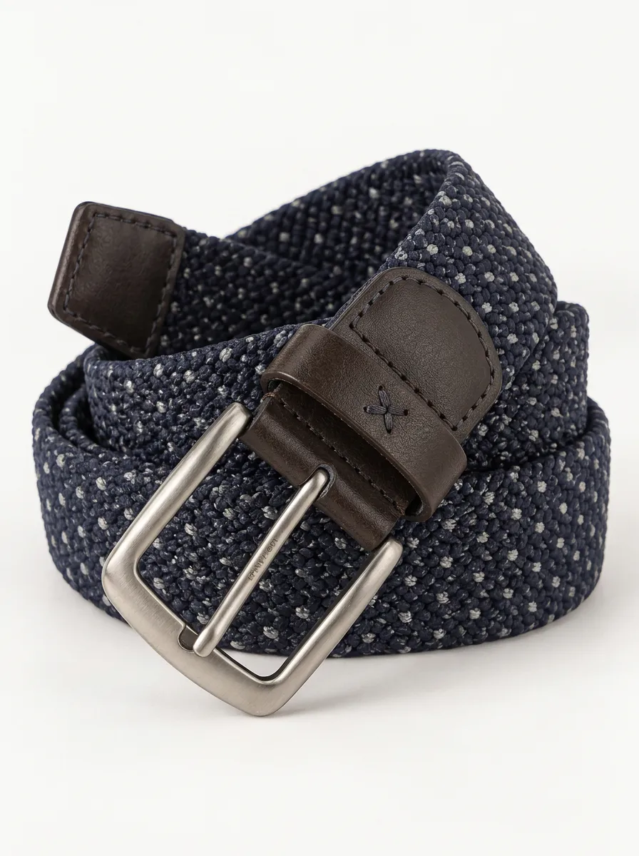 Men's Performance Trail Casual Navy Speckled Stretch Woven Belt