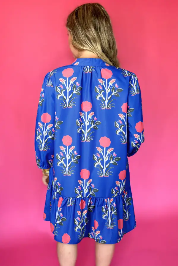 Structured Shape Floral Printed Ruffle Dress