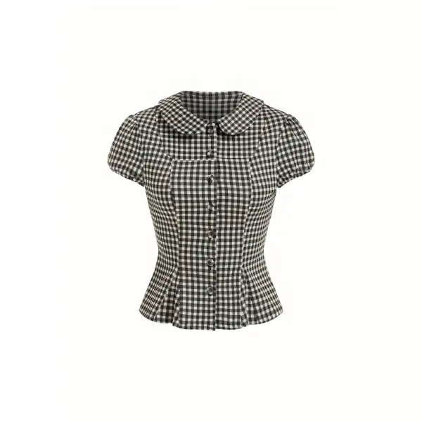 Simple Plaid Tailored Blouse