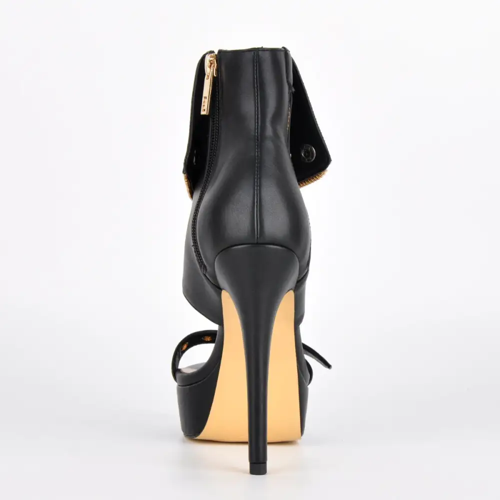 Platform Metal Zipper Buckle Bootie Sandals
