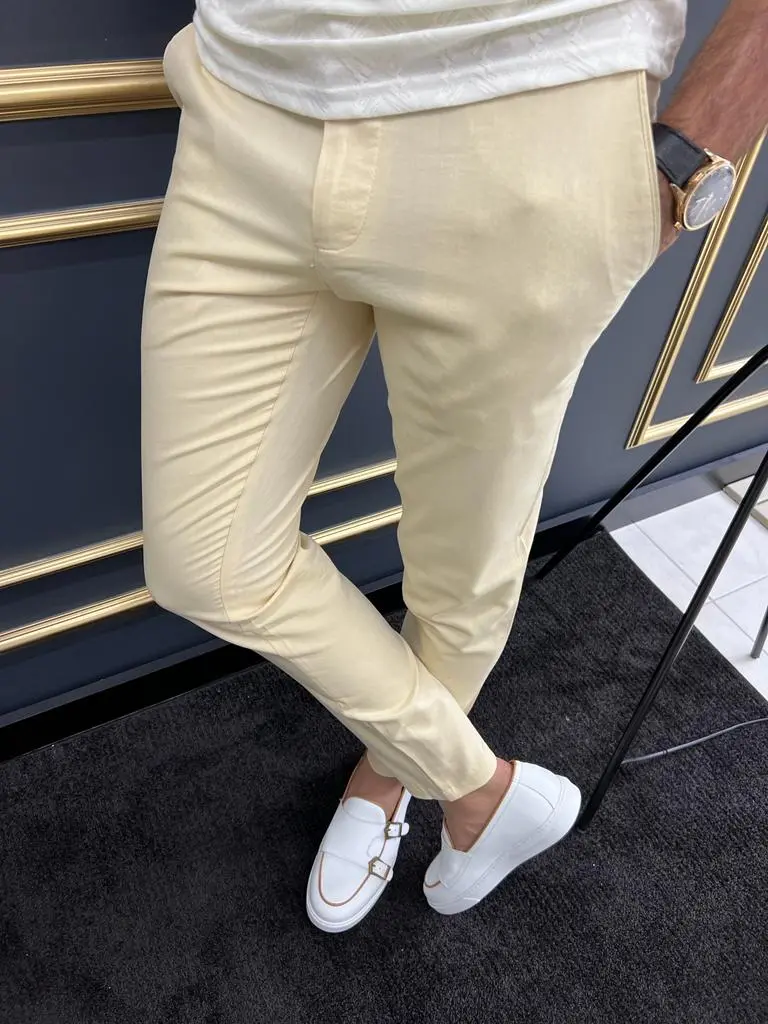 Check Pattern Slim Fit Textured Pique Tailored Trousers