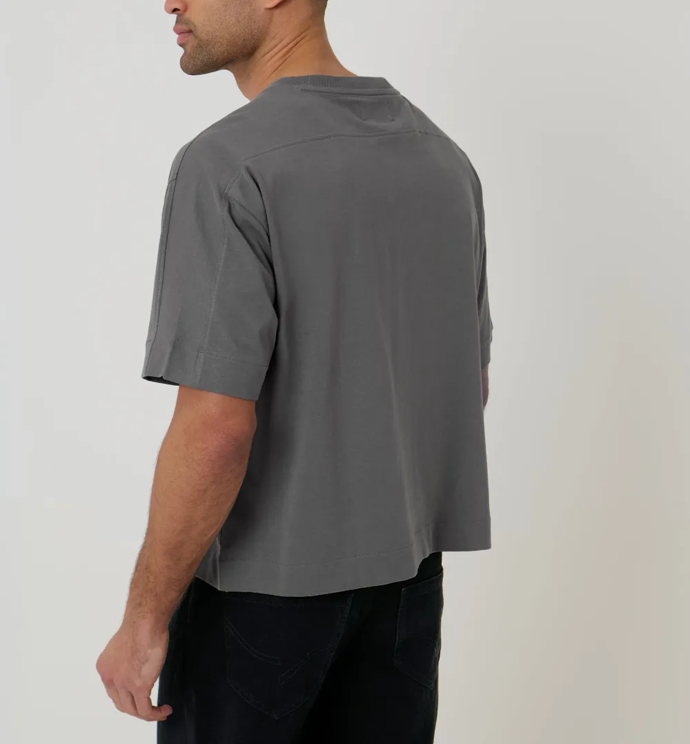 Men's Slate Gray Boxy Relaxed-Fit Cotton T-Shirt