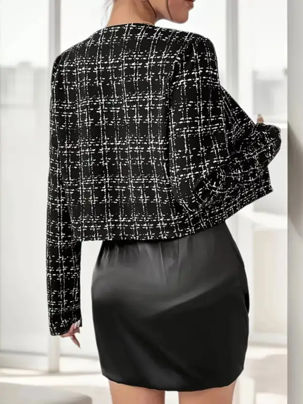 Tweed Button Up Cropped Outerwear
