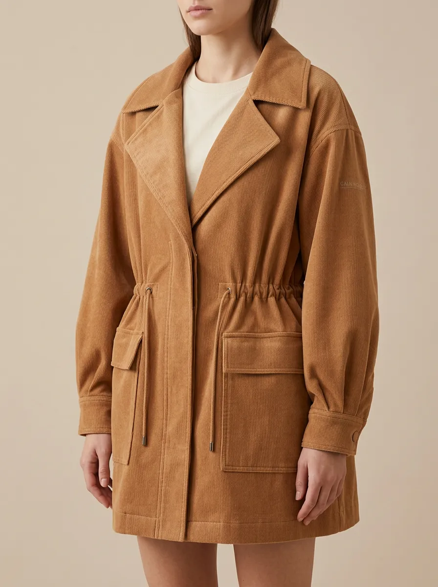 Casual Fashion Corduroy Drawstring Waist Jacket