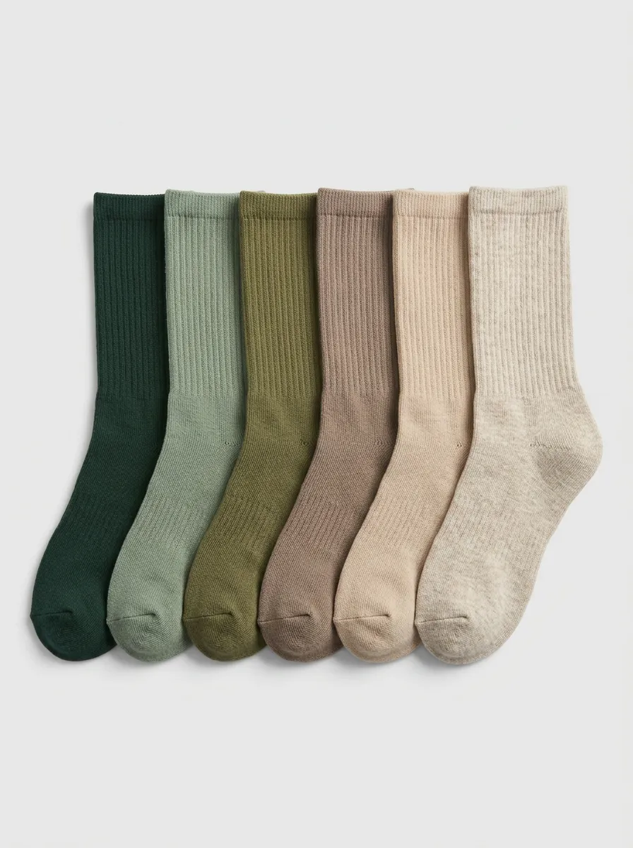 Cozy Earth Tone Six-Pair Ribbed Crew Sock Pack
