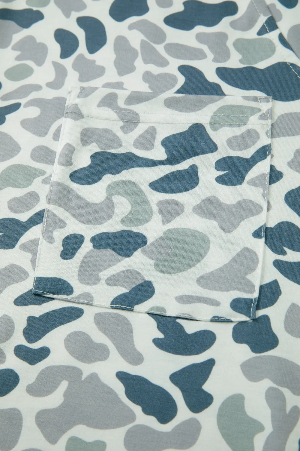 Gray Camouflage Print Single Chest Tee
