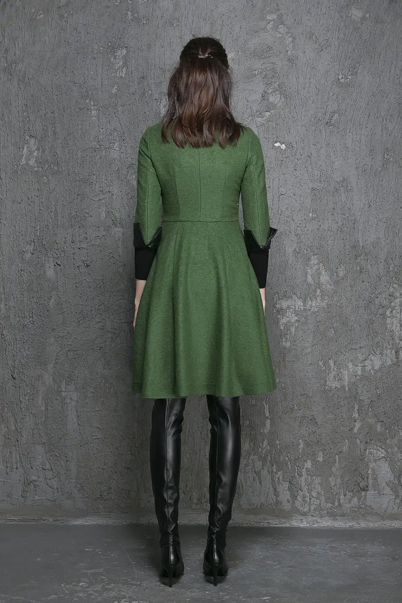 Refined Wool Blend Fit and Flare Pocketed Coat
