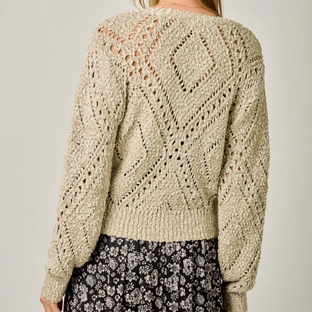 Classic Crochet Button Front Cardigan
