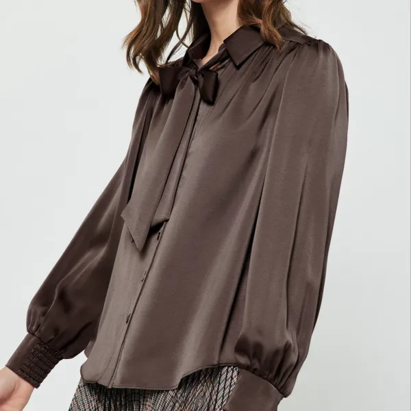 Tie At Neck Satin Blouse