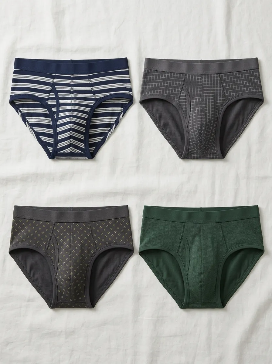 Men's Mixed Pattern Striped Plaid Geometric Printed Briefs 4-Pack