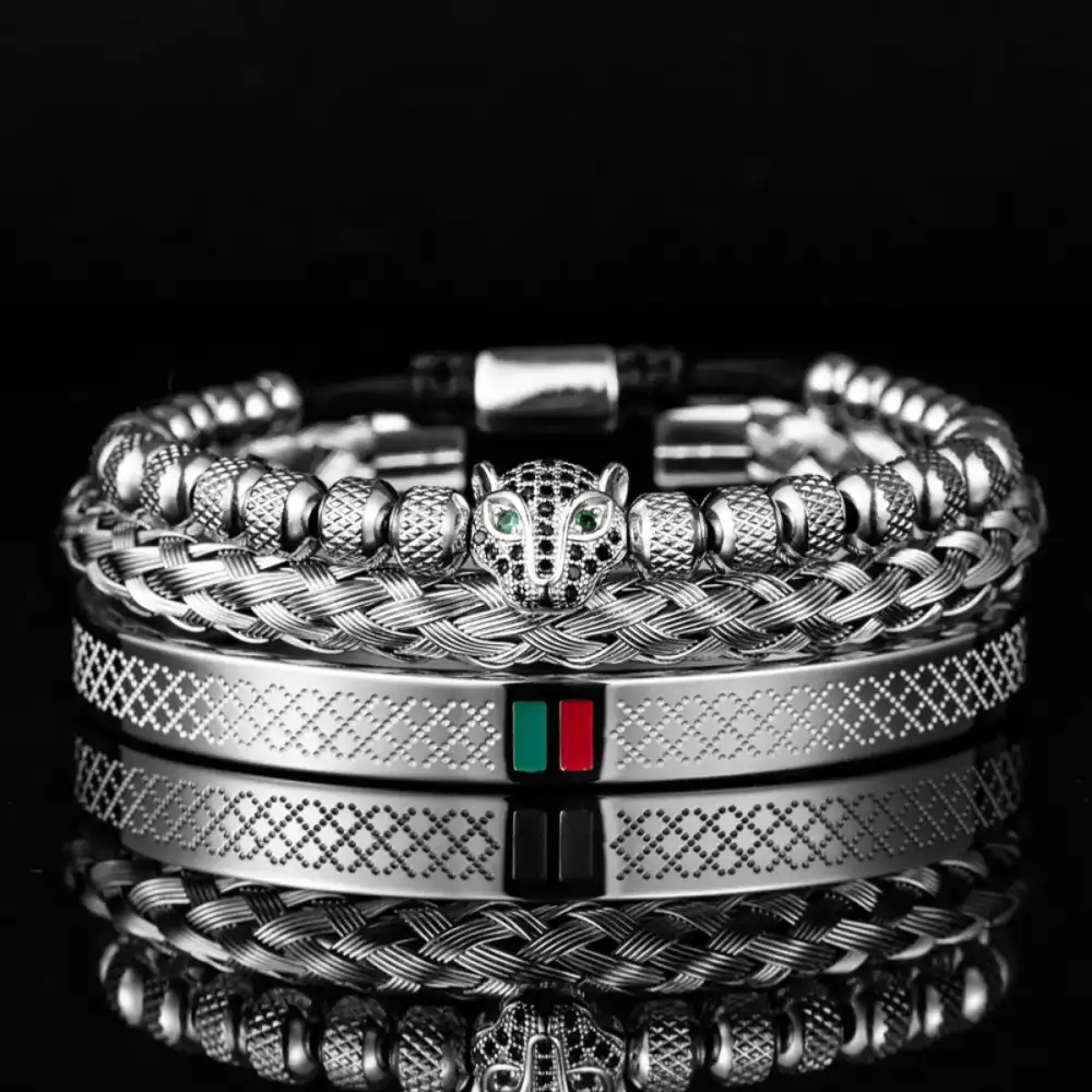 Men's Panther Bracelet Set