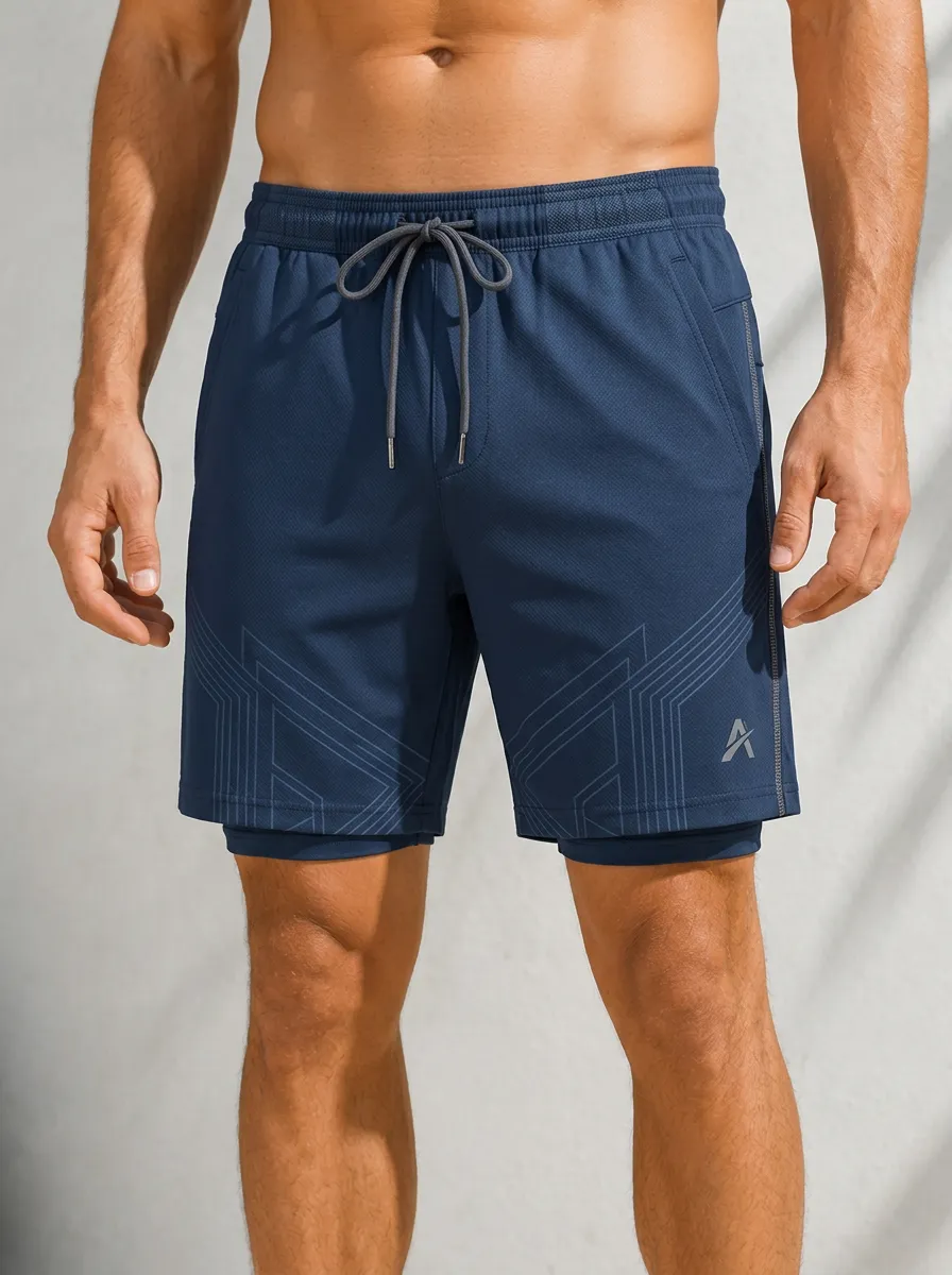 Men's Athletic Gym Geometric Pattern Printed Shorts