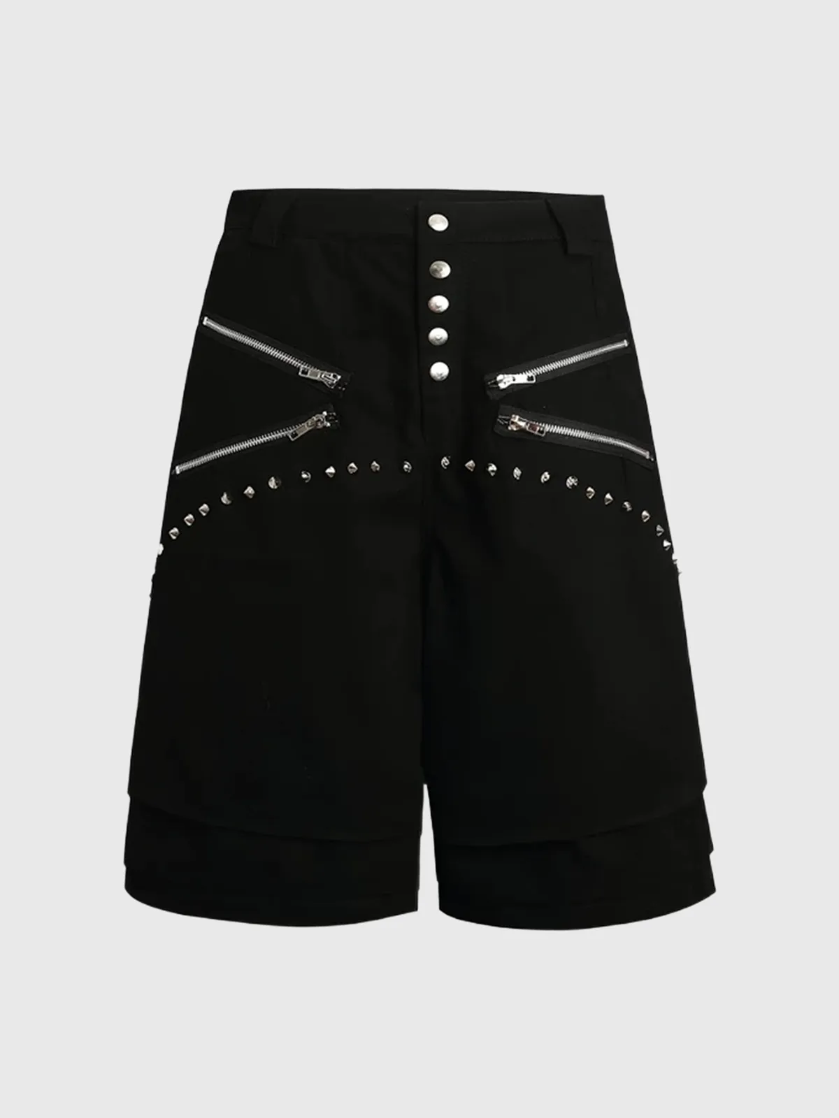 Wide-Leg Zipper-Detail Shorts