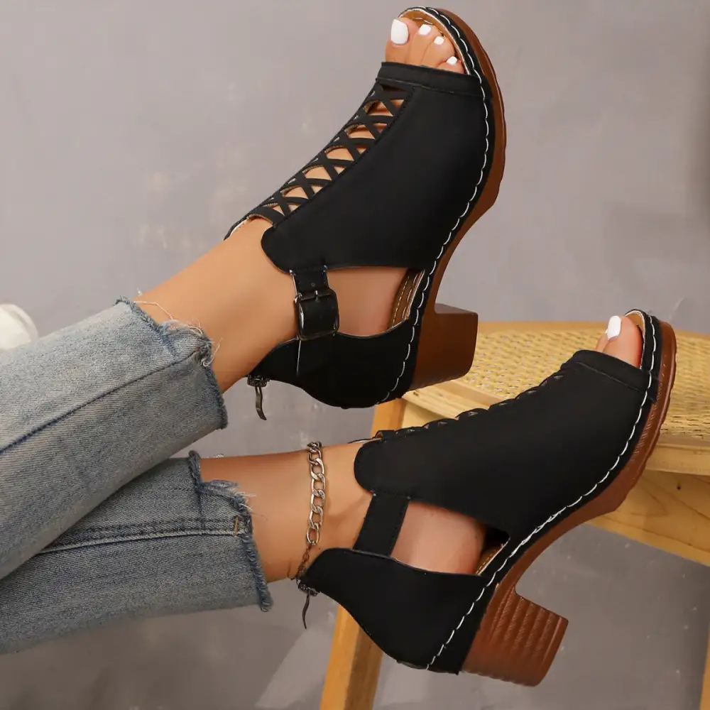 Lounge Open Toe Block Heels Sandals