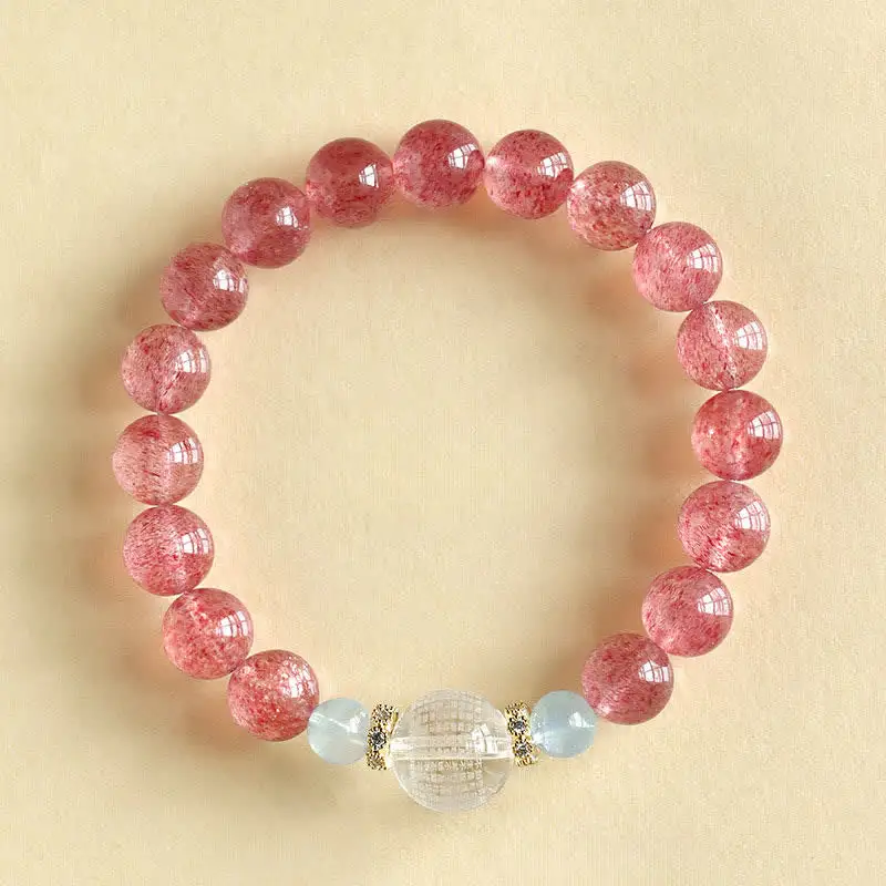 Strawberry Quartz Tiger Eye Bracelet