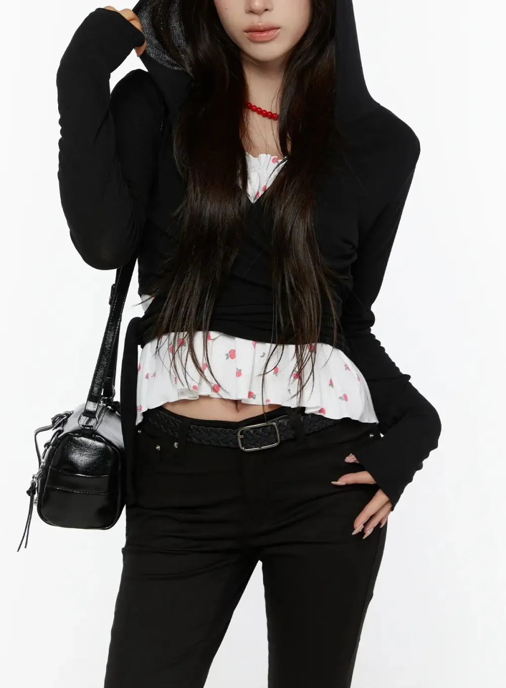 Hooded Wrap Crop Cardigan