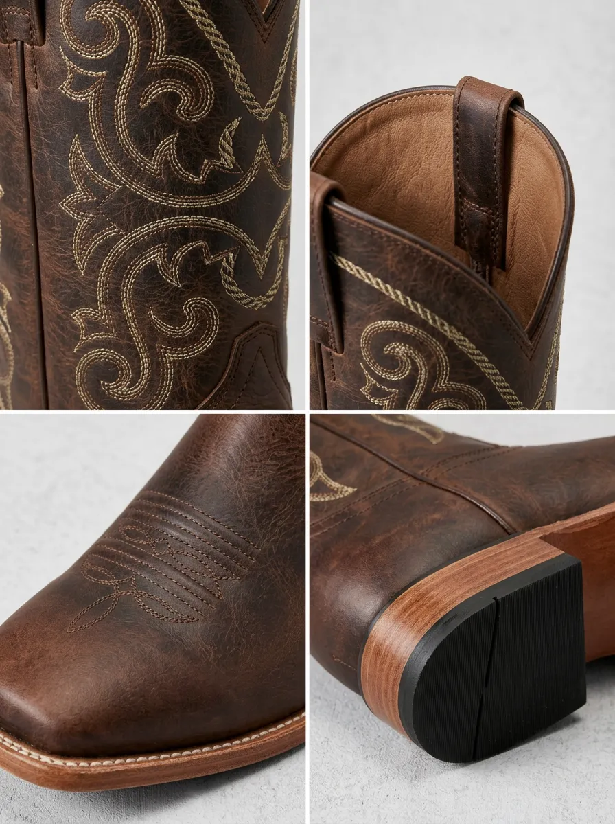 Men's Western Dark Brown Embroidered Western Boots