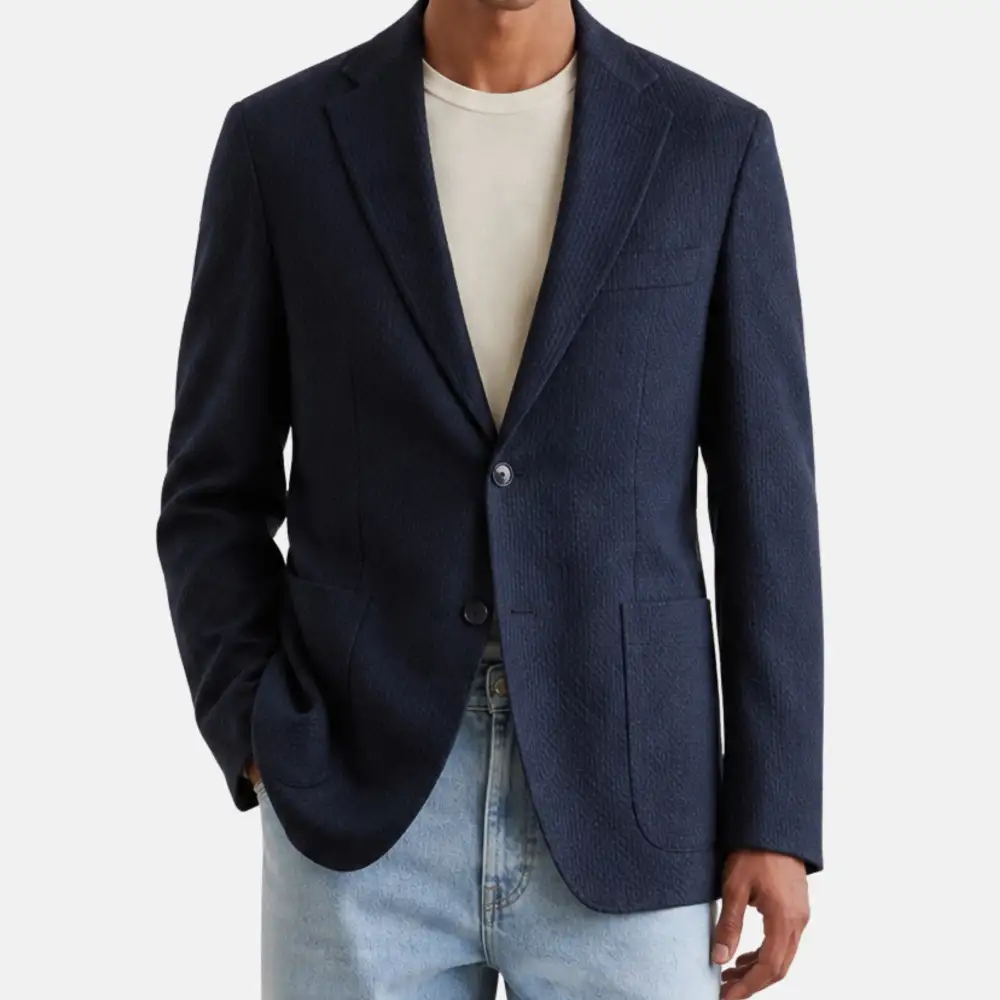 Seersucker Silk Blazer Jacket