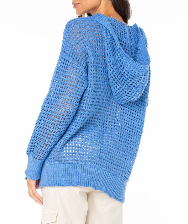 Open-Knit Hooded Sweater