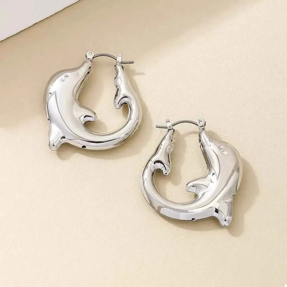 18K Gold Plated Dolphin Hoop Earrings