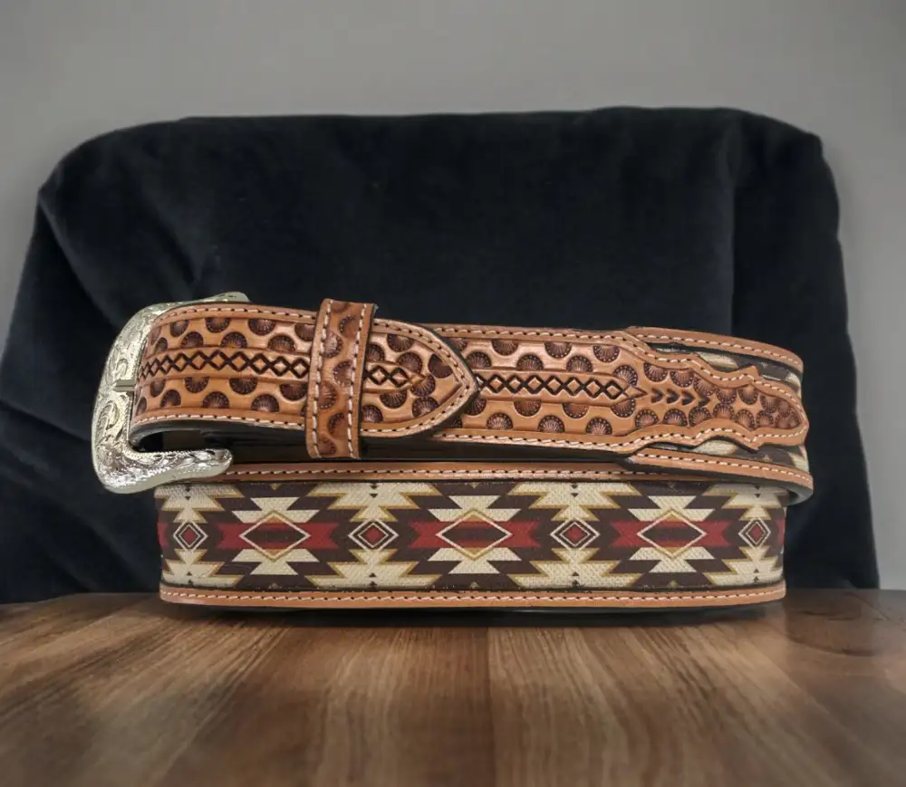 Refined Southwestern Tooled Leather Western Belt