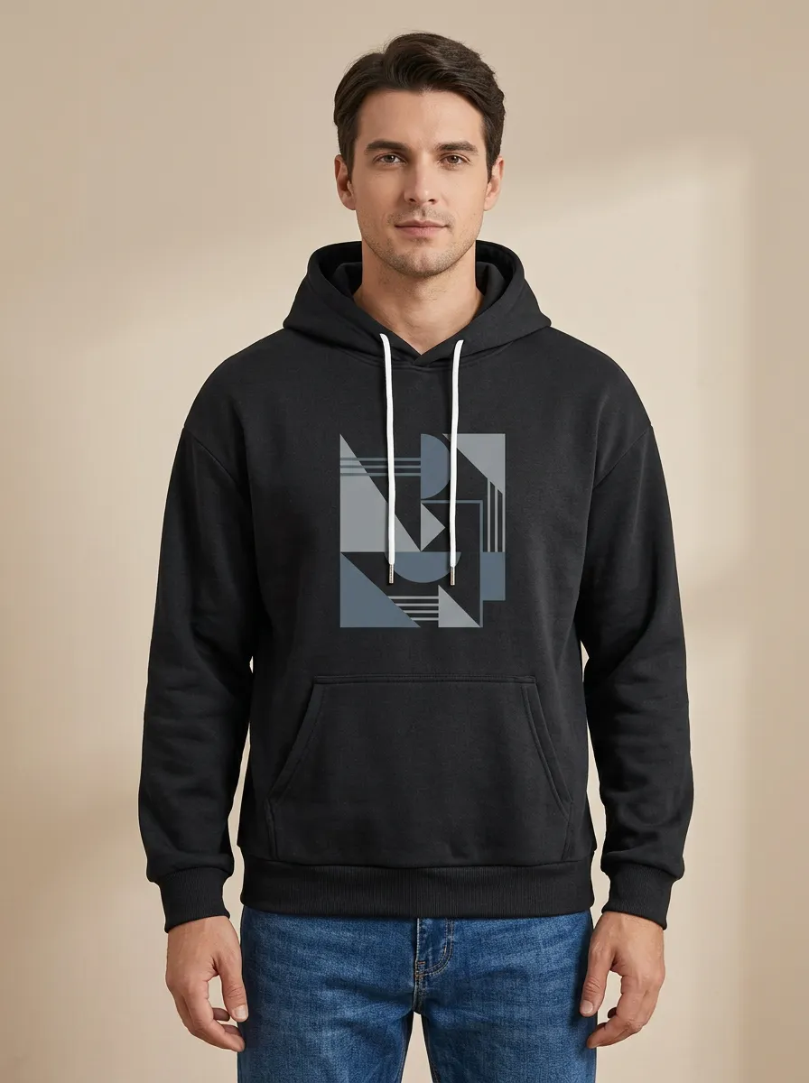 Men's Everyday Minimalist Geometric Abstract Print Hoodie