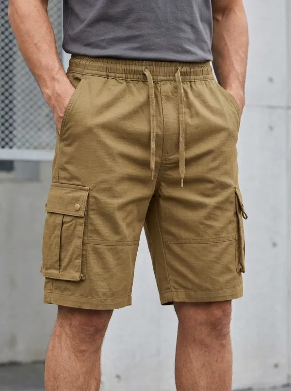 Casual Pocketed Drawstring Utility Cargo Shorts