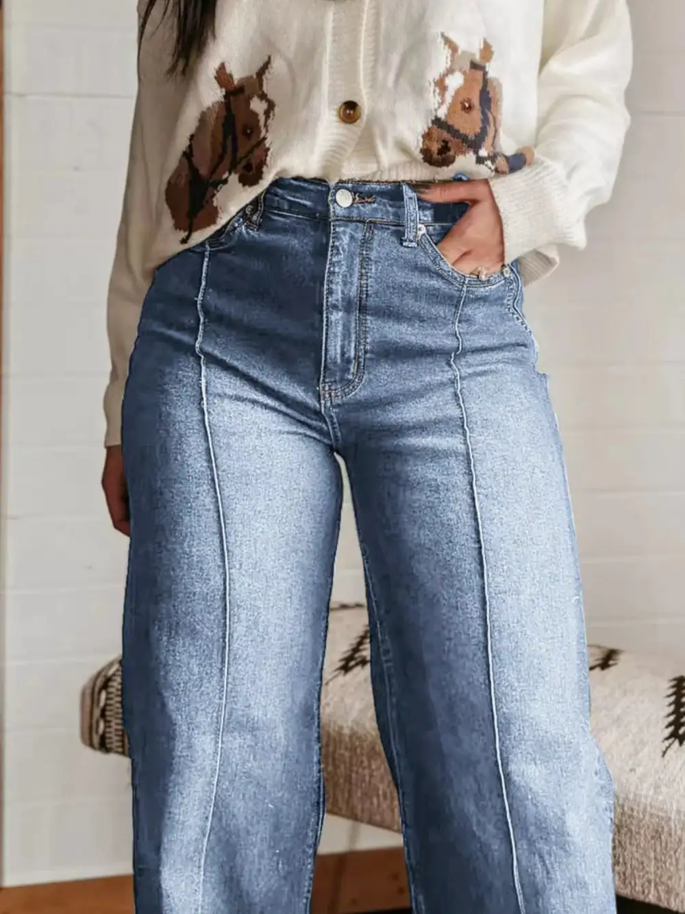Women' High-Waisted Wide Leg Jeans