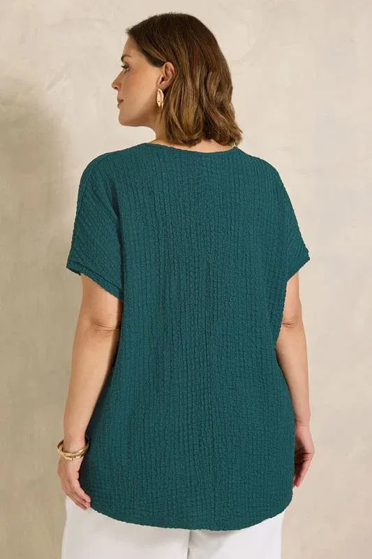 Teal Green Pleat Front Swing Top