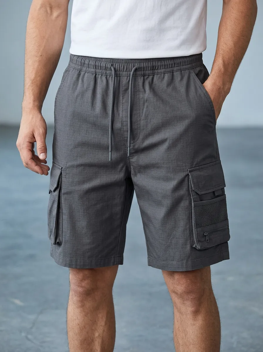 Trail-Look Multi-Pocket Casual Cargo Shorts